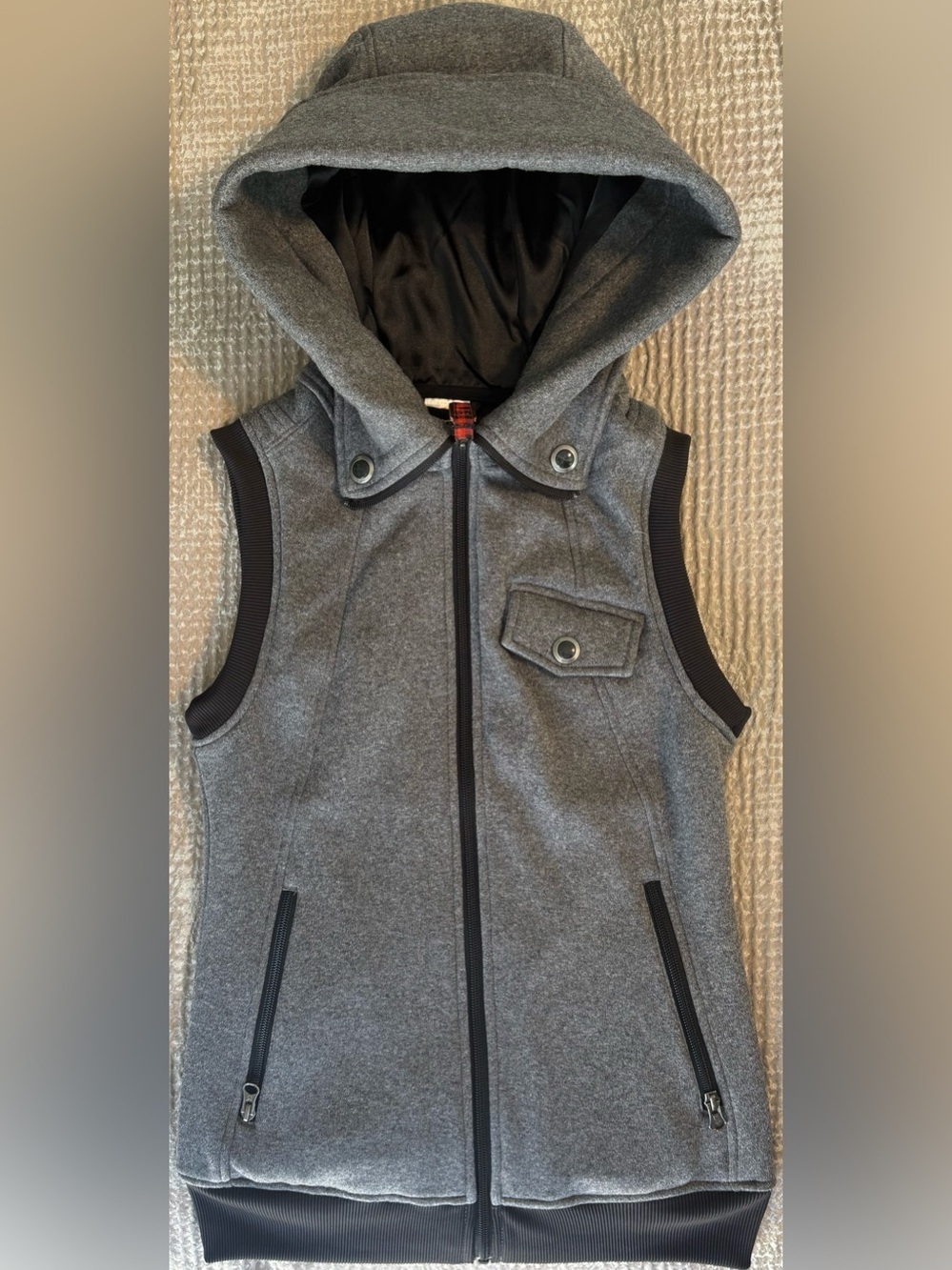 EUC Burton DRYRIDE Starr Snorkel Hooded Vest Womens XS Gorpcore Fleece Gray Zip